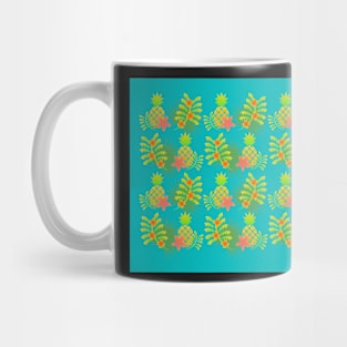 Tropical Palms, flowers and Pineapple Pattern Mug